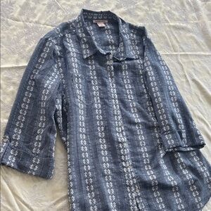 Allison Daley Navy Floral Patterned Shirt